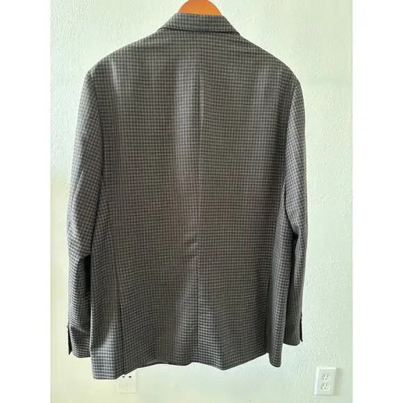 JWN Nordstrom Plaid 100% Wool Jacket Blazer Sport Coat 42L Made in Italy Brown - Picture 5 of 5